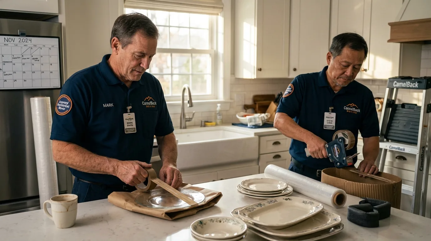 Professional crew packing kitchen dishware in Huntingtown, MD